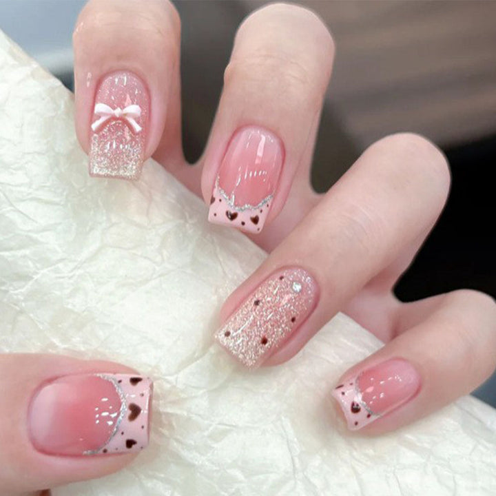 Acrylic Nail Set with Elegant Bow Design Bowlift