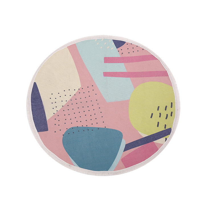 Round Decorative Living Room Carpet with Modern Geometric Pattern Bowlift