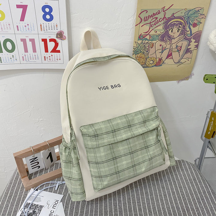 Casual Plaid Pattern Backpack Bowlift