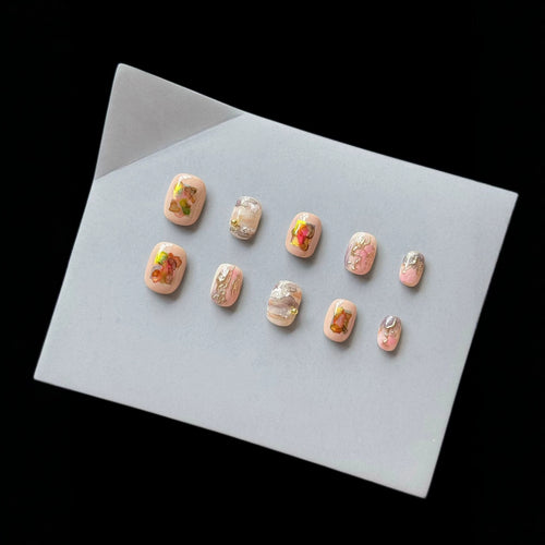 Artistic Floral Design Press-On Nail Set  1791774497