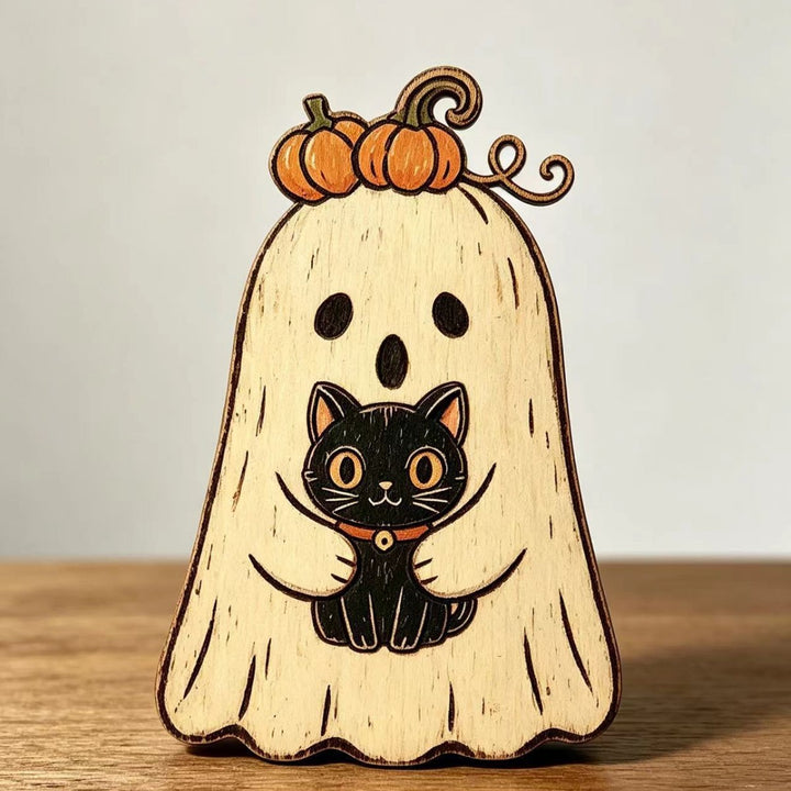 Cute Ghost-Themed Wooden Wall Decor