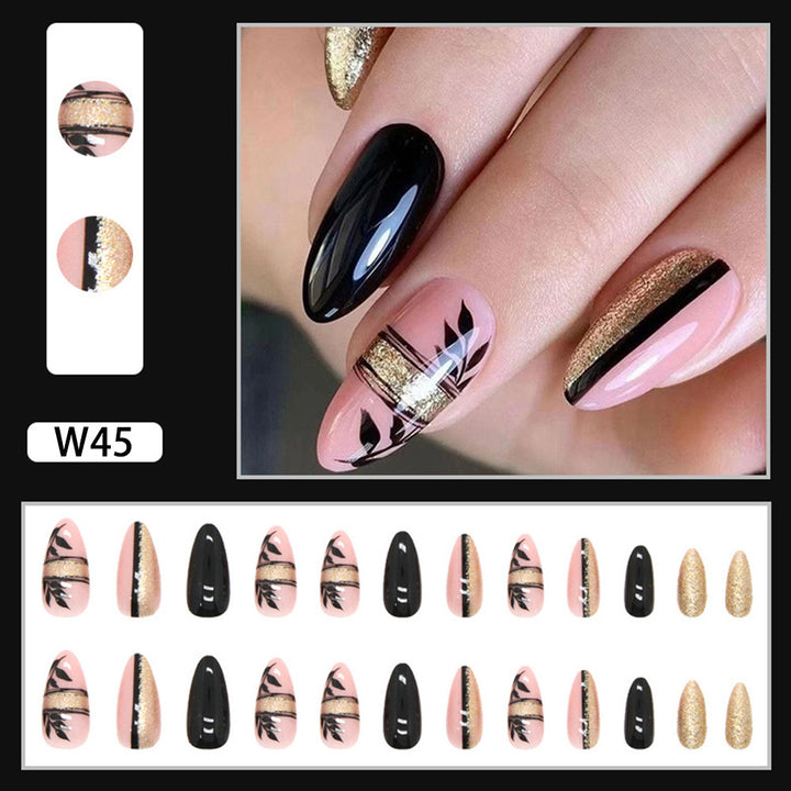 Artificial Nail Set with Glamorous Marbled Design Bowlift