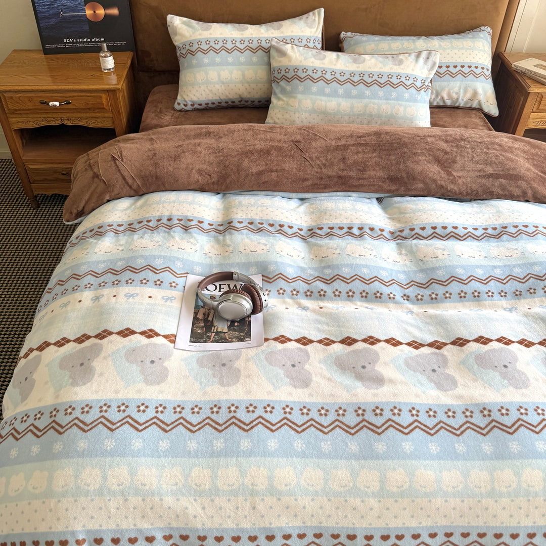 Cute Themed Flannel Bedding Set