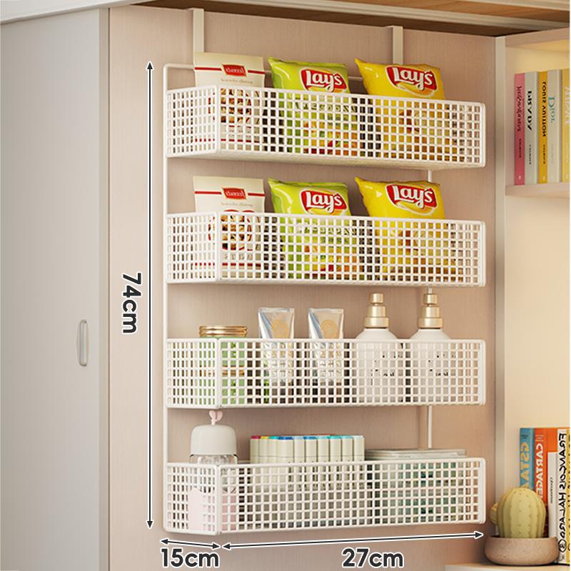 Stacked Mesh Grid Storage Baskets with Over-Shelf Hooks for Pantry Bathroom Kitchen