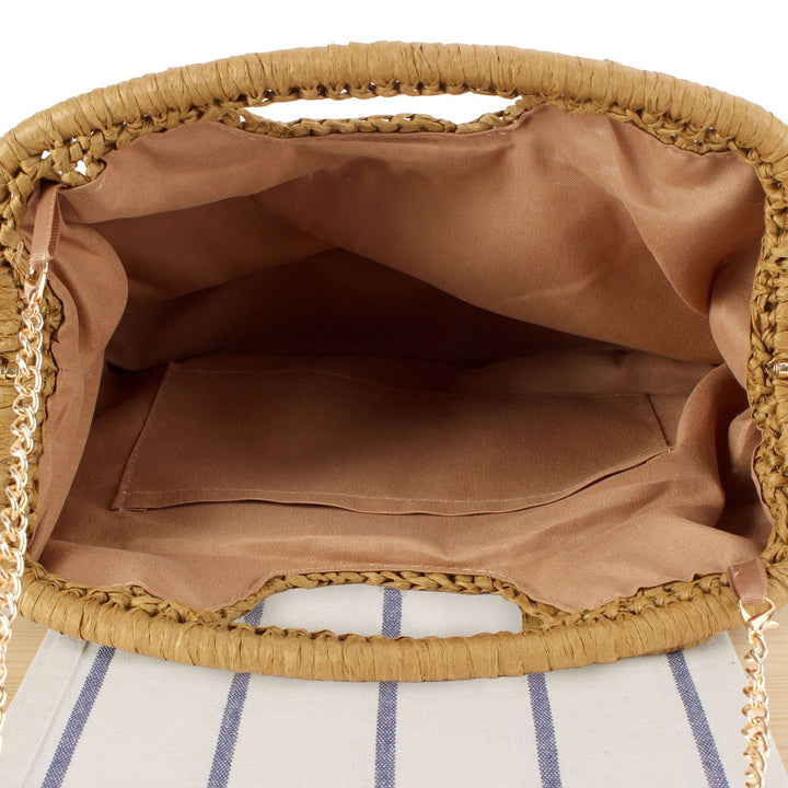 Braided handbag with elegant chain strap Bowlift