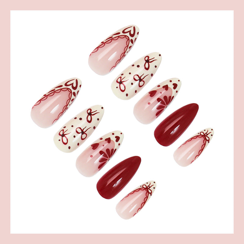 Artificial nail set with creative flower and diamond patterns Bowlift