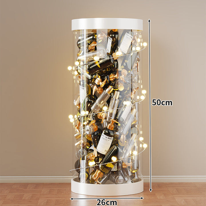 Vertical Clear Acrylic Cylinder Tall Perfume Sample Display Case with Removable End Caps