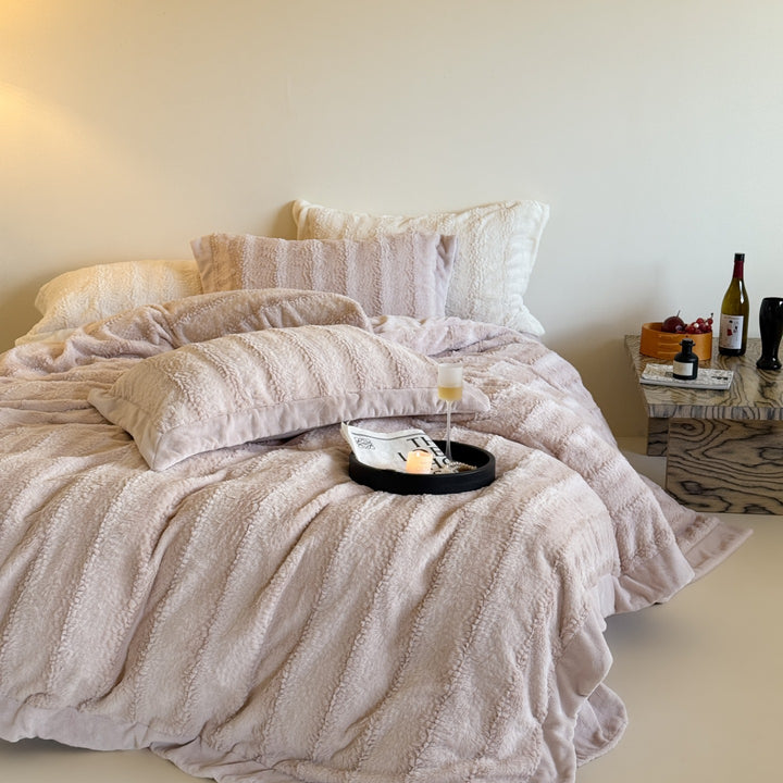 Plush Quilted Velvet Comforter Set with Decorative Shams