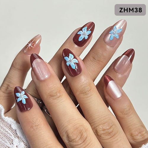 Elegant Floral Press-On Nail Set Bowlift