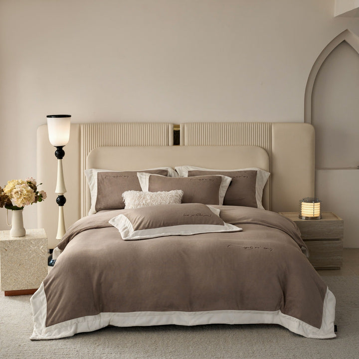 Hotel-Style Brushed Cotton Layered Comforter Set with Piped Edge and Decorative Throw Pillow