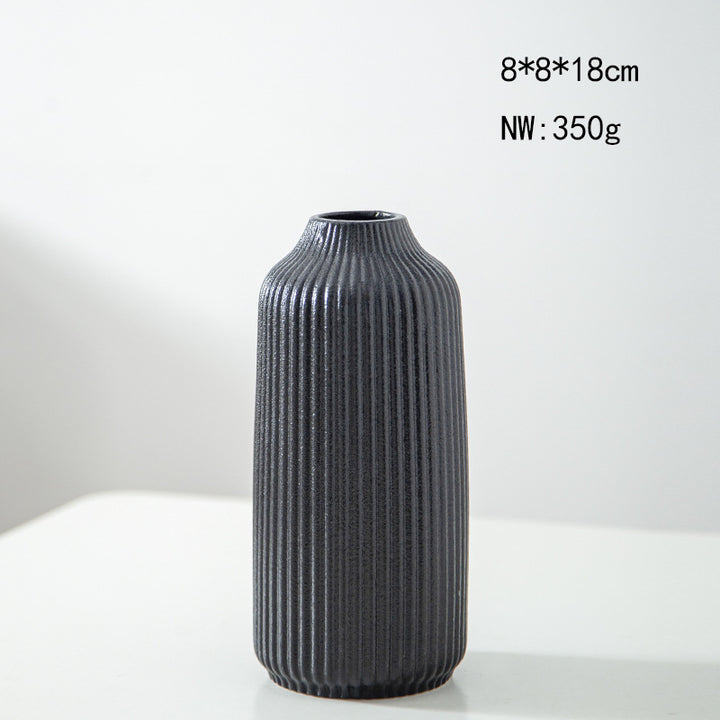 Elegant Ribbed Ceramic Decorative Vase Bowlift