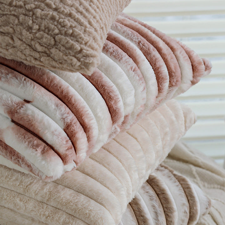 Rectangular Sherpa pillowcase with wavy plush texture and hidden zipper Bowlift