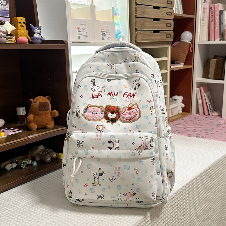 Embroidered Animal Character School Backpack Bowlift