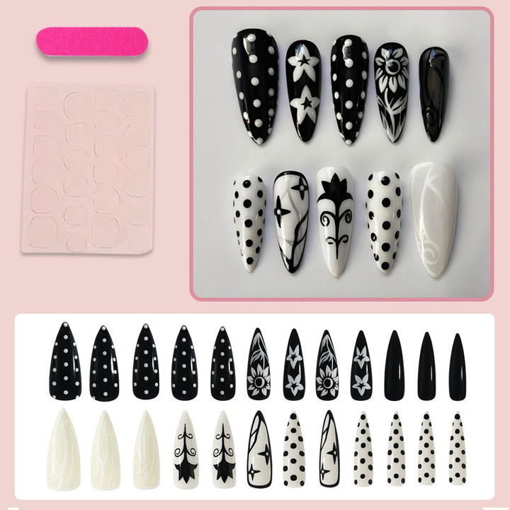 Acrylic Nail Set with Stylish Graphic Patterns Bowlift