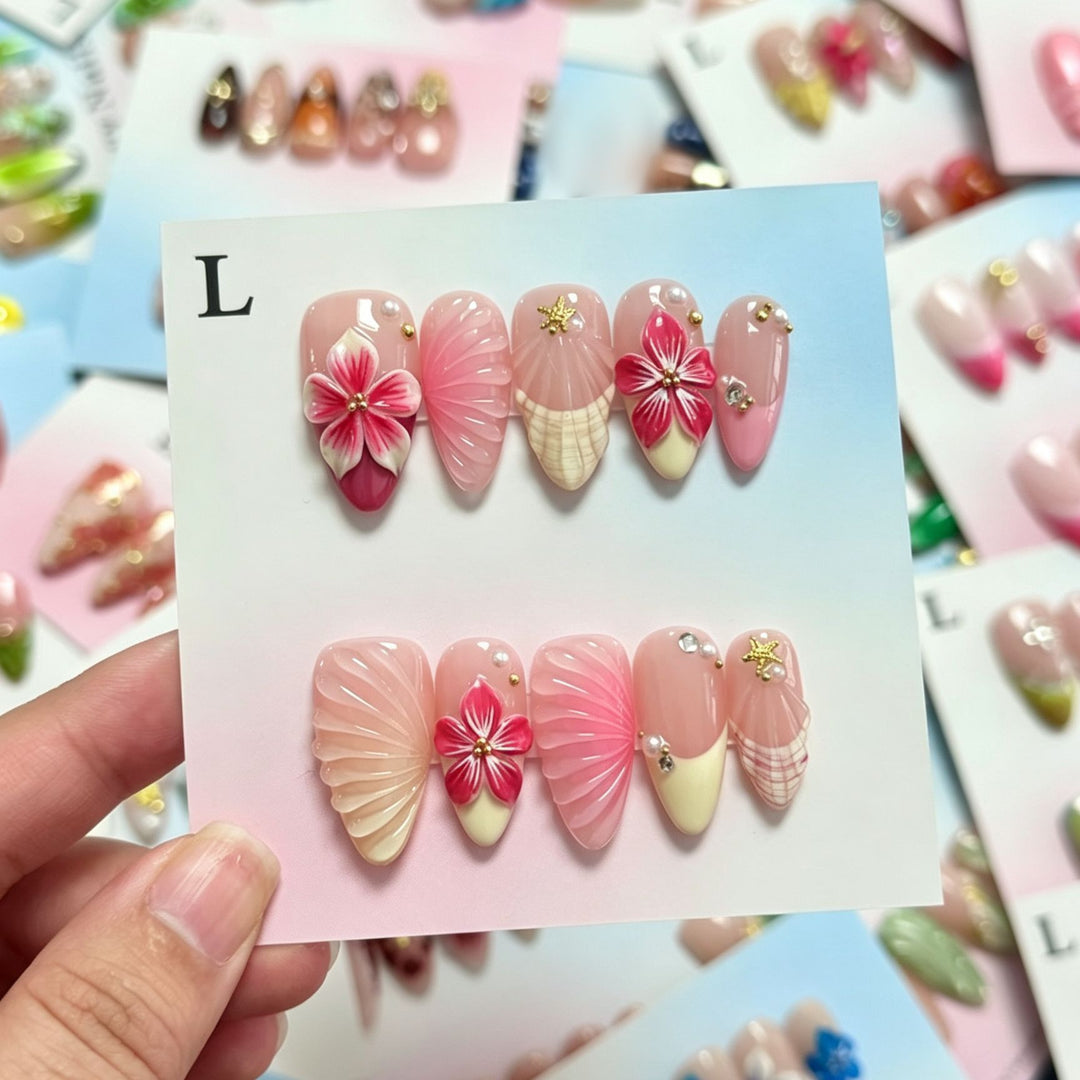 Handmade Floral Design Press-On Nails Set