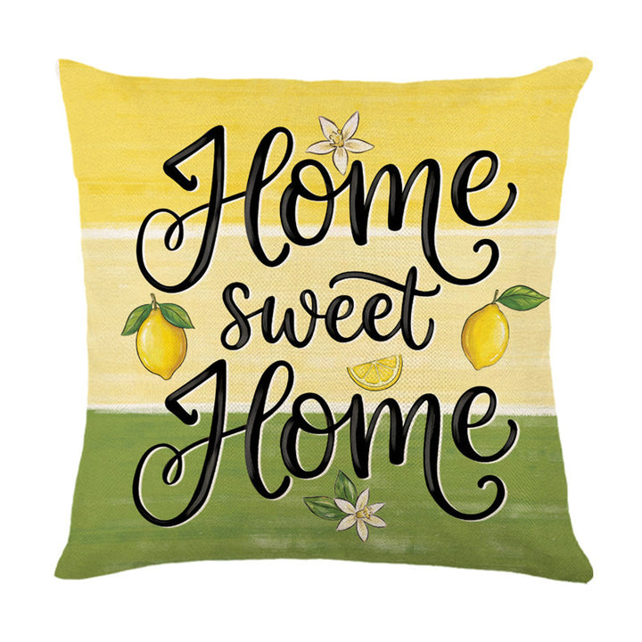 Hand-Illustrated Lemon Sunburst Decorative Throw Pillow Cover