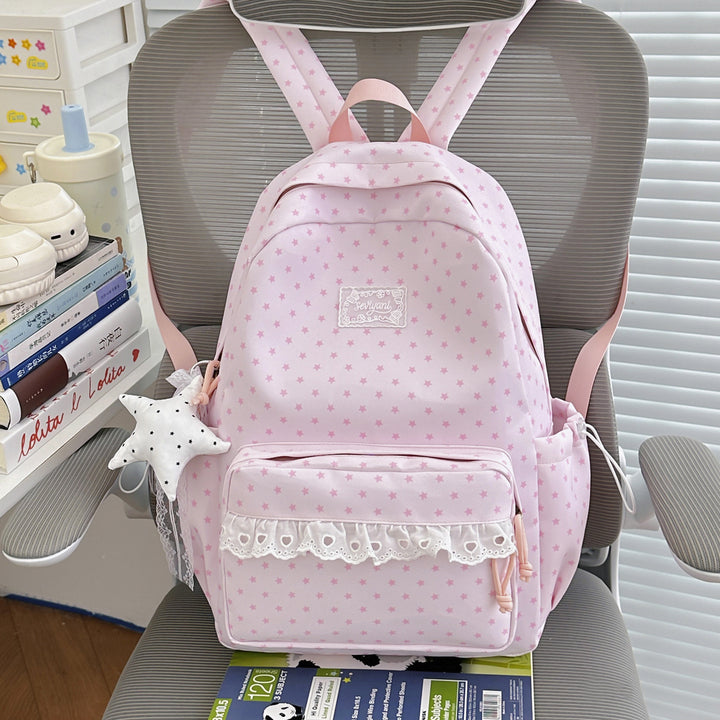 Playful Star-Printed Backpack Bowlift