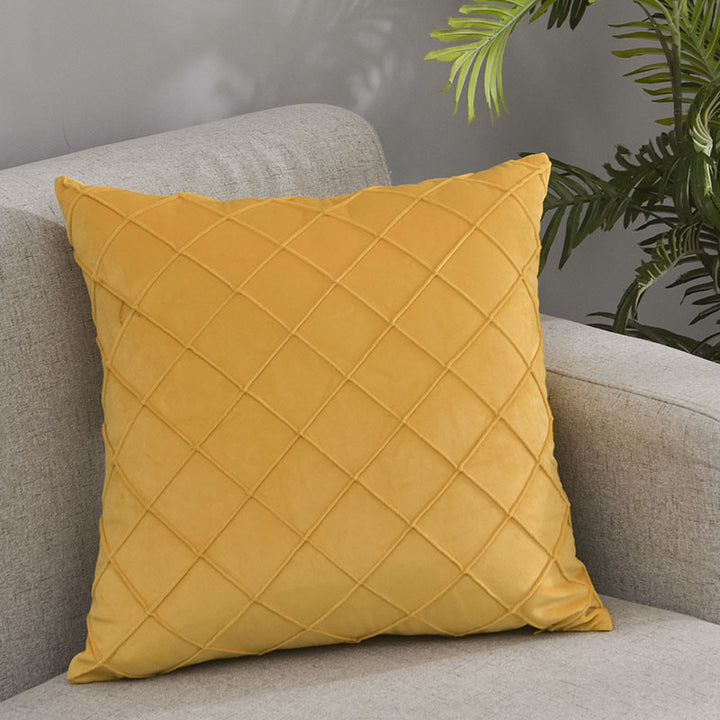 Square velvet cushion cover with quilted diamond texture Bowlift