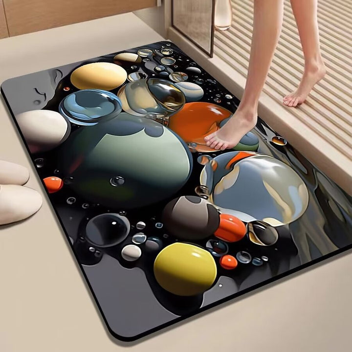Colorful Pebble-Themed Floor Mat Bowlift
