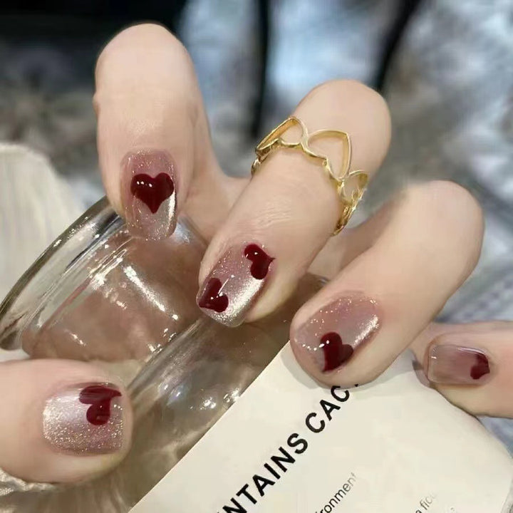 Heart-Accent Press-On Nail Art Bowlift