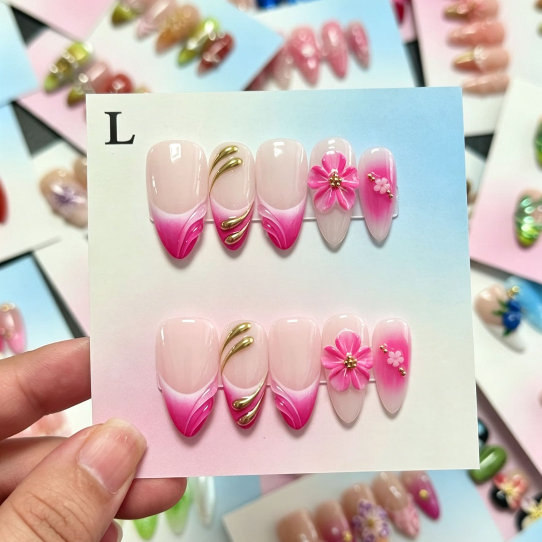Decorative Floral Press-On Nails Set