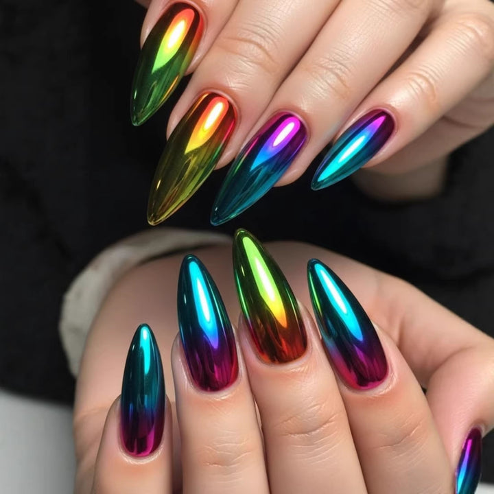 High-shine artificial nails in trendy multicolor design Bowlift