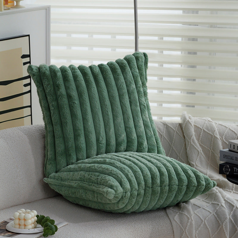 Square decorative pillowcase with stepped rib structure made of soft teddy plush Bowlift