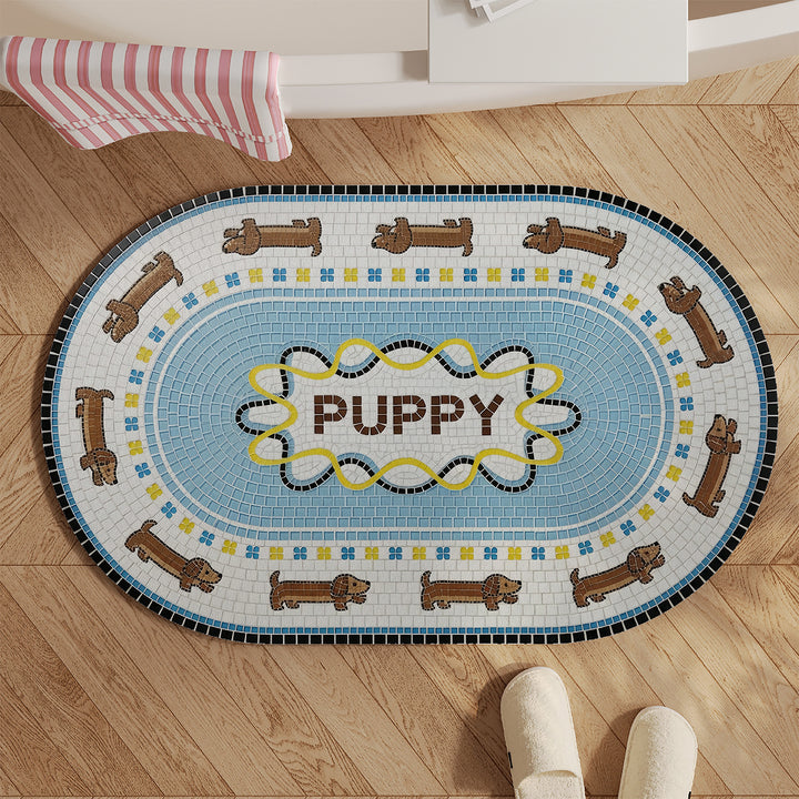 Decorative Dog-Themed Bath Mat Bowlift
