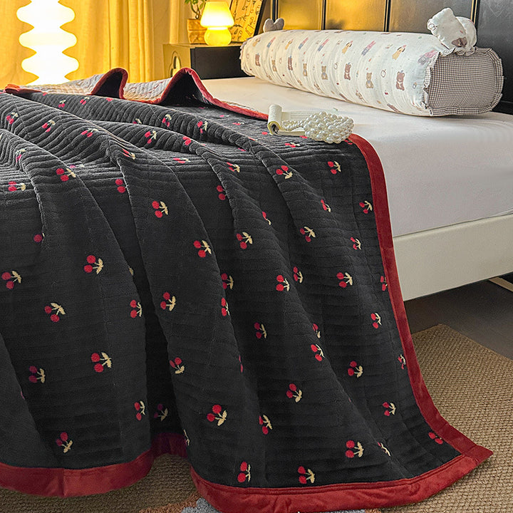 Cozy Floral Embroidered Quilt