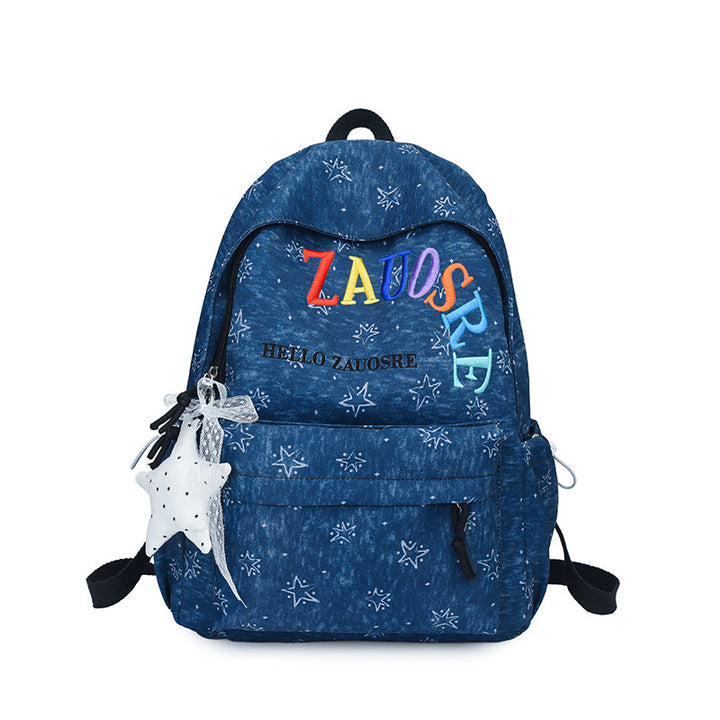 Stylish Star-Embellished Corduroy Backpack Bowlift