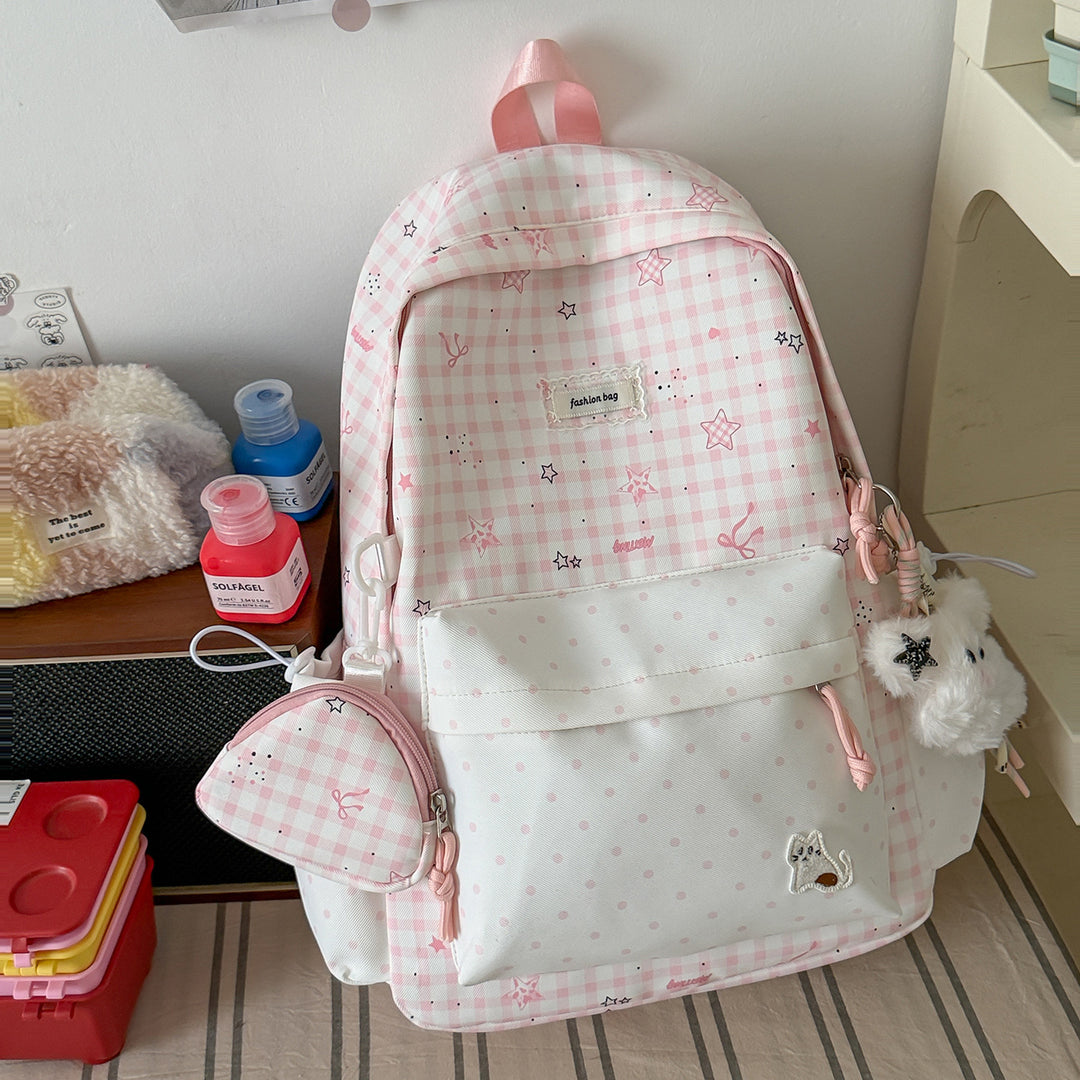 Stylish Checks Print Casual Backpack Bowlift