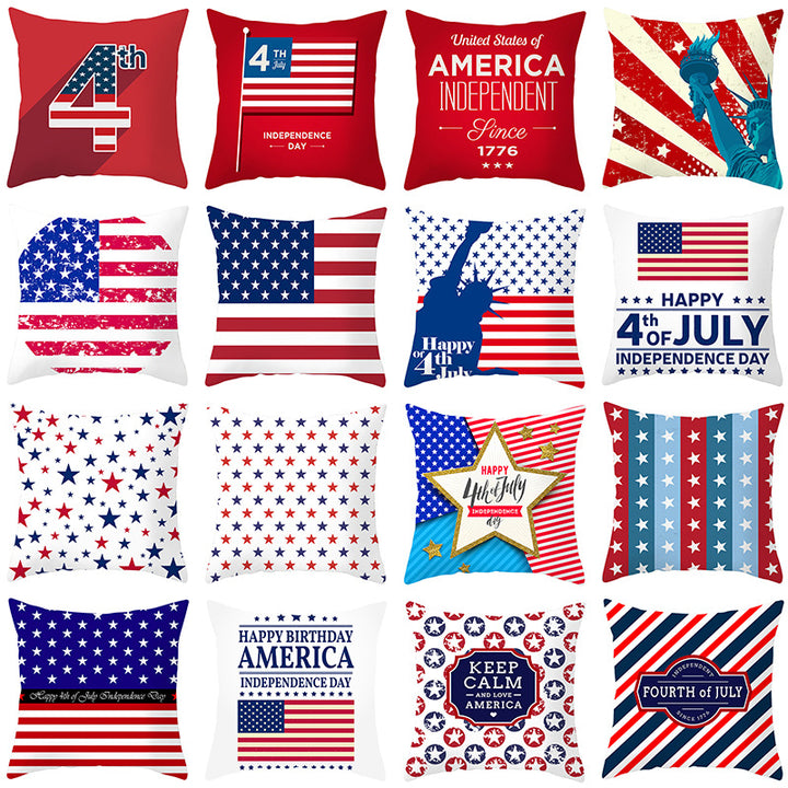 Patriotic Independence Day Cotton Canvas Throw Pillow Cover
