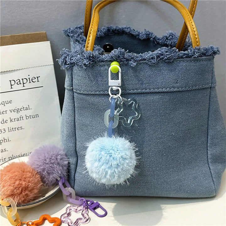 Cute Fuzzy Pom-Pom Keychain Bowlift