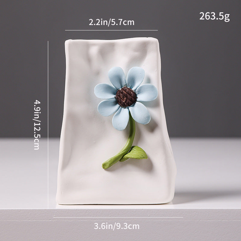 Decorative Floral Relief Ceramic Vase Bowlift