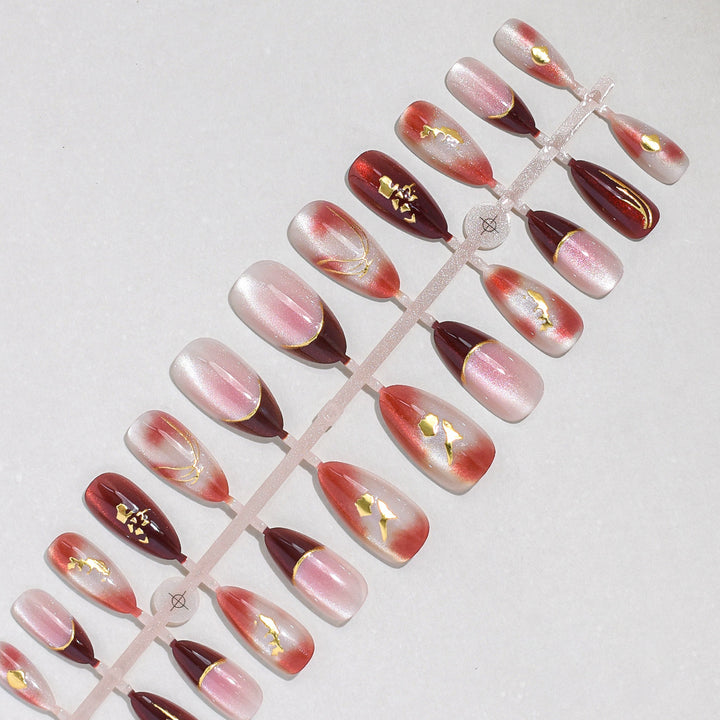 Artistic Press-On Nail Set with Unique Designs Bowlift
