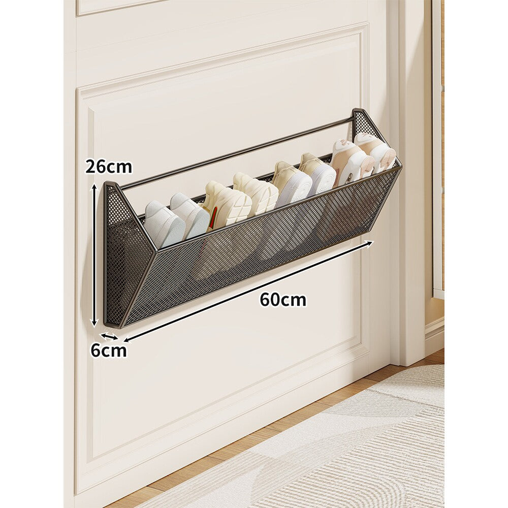 Slim Wall-Mounted Mesh Slipper and Lightweight Shoe Organizer