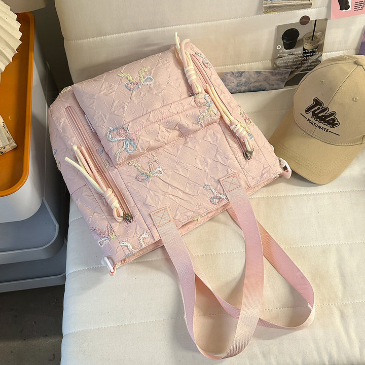 Embroidered Quilted Backpack Bowlift