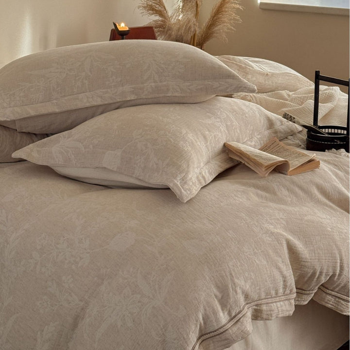 Textured Stonewashed Linen-Blend Duvet Cover and Oversized Pillowcase Set