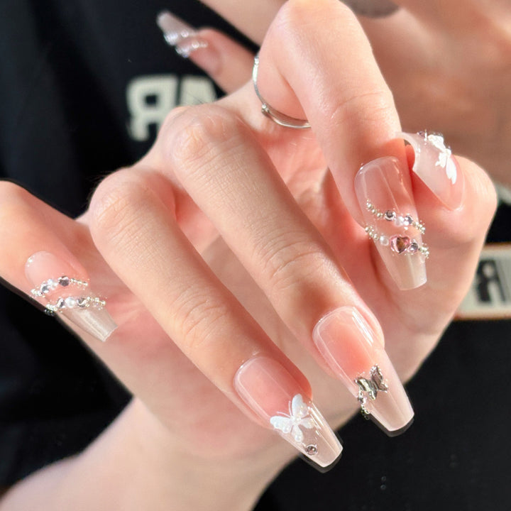 Artistic Floral Design Press-On Nail Set Bowlift
