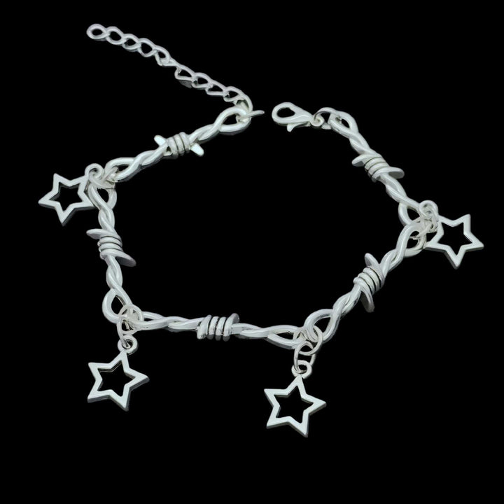 Gothic Razor Blade Charm Twisted Barbed-Wire Chain Necklace Bowlift