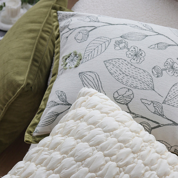 Square decorative cushion cover with textured chenille surface and concealed zipper Bowlift
