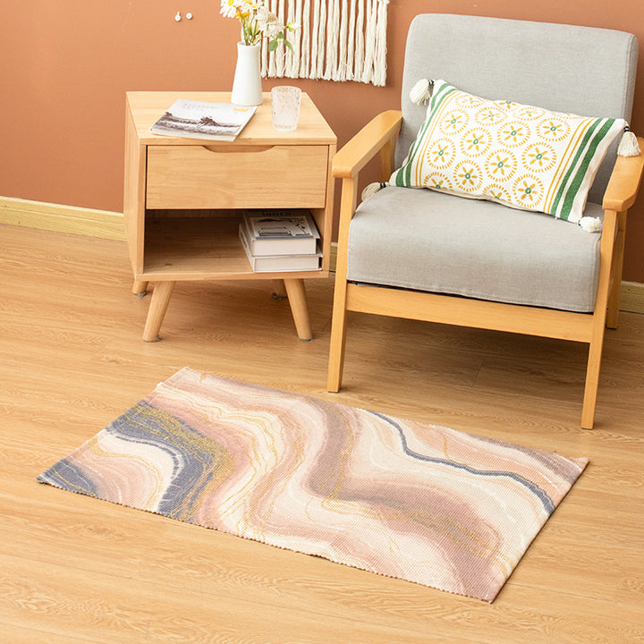 Flat-woven living room rug with marbled pattern and shimmering accent threads Bowlift