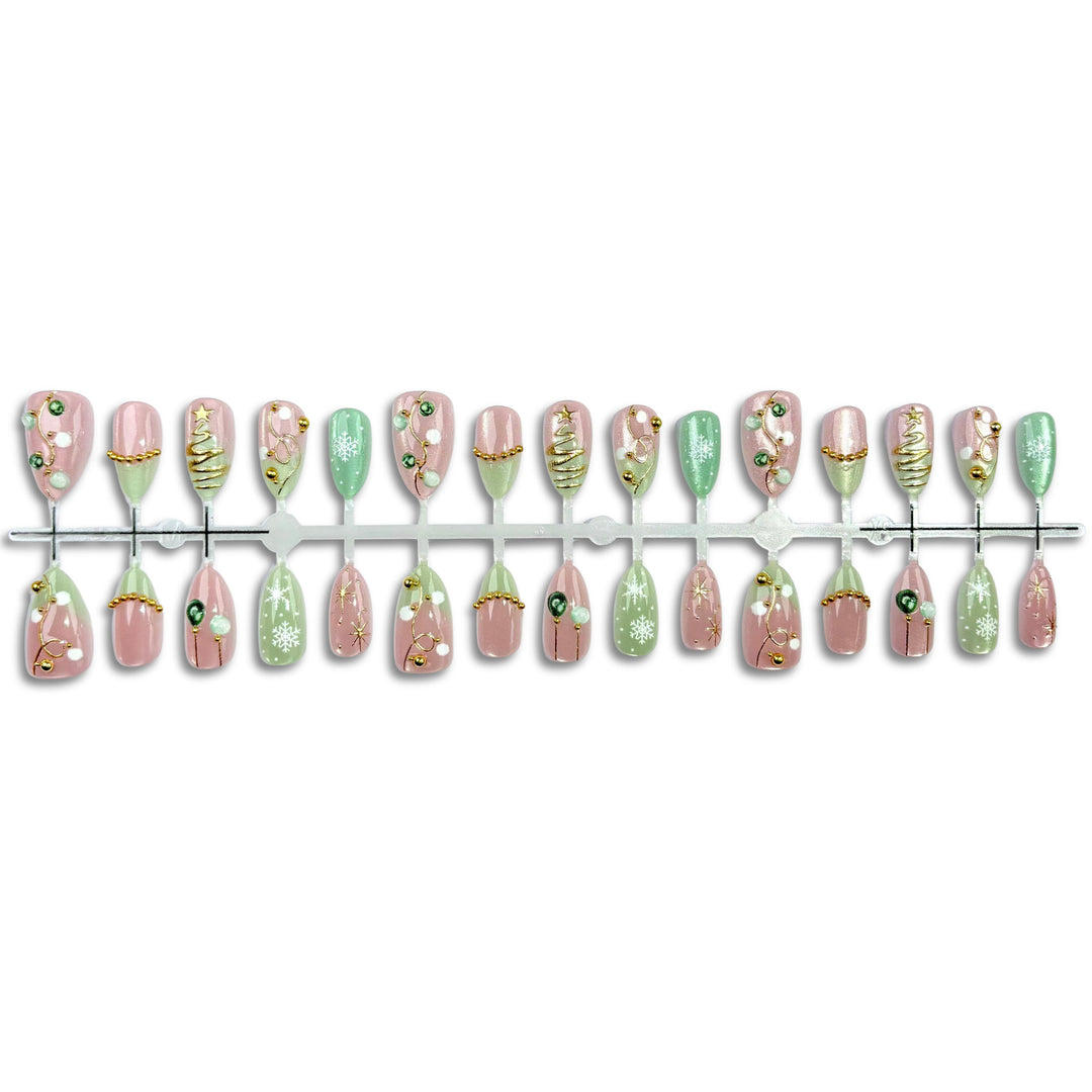 Decorative Press-On Nail Art Set with Holiday Design