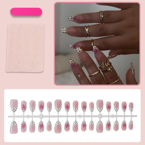 Artificial nail set with floral accents Bowlift