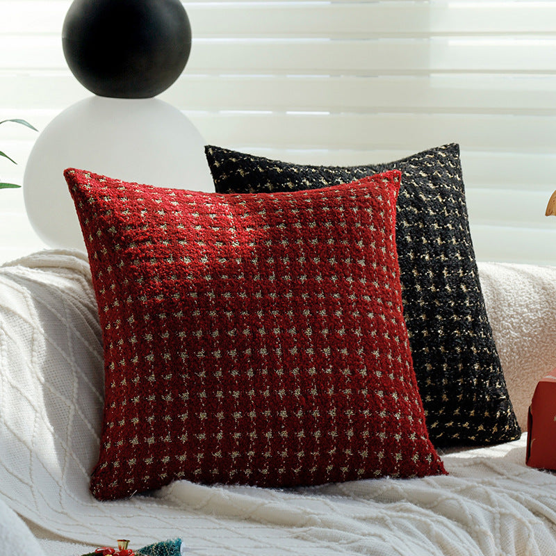 Patterned Boucle Decorative Pillow with Houndstooth Structure Bowlift