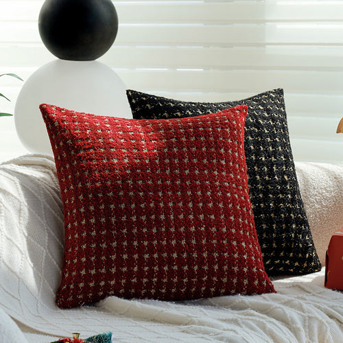 Patterned Boucle Decorative Pillow with Houndstooth Structure Bowlift