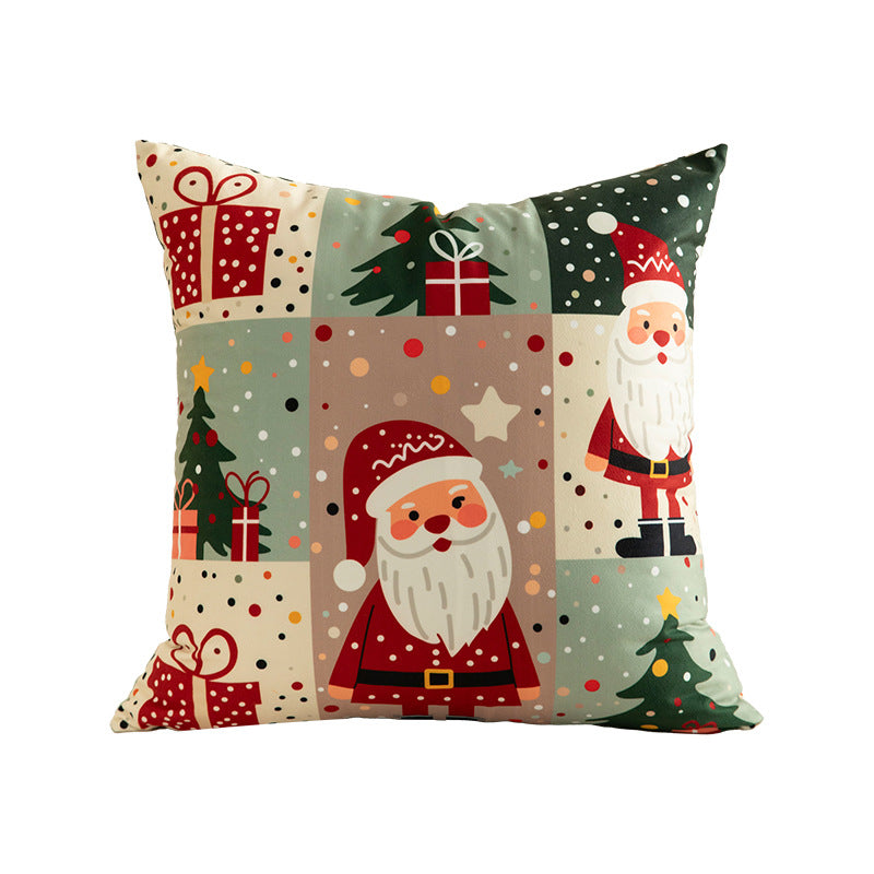 Christmas square decorative pillow cover with patchwork design and concealed zipper Bowlift