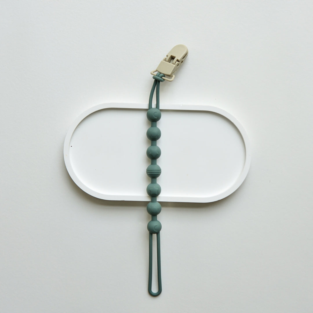 Infant Teething Bead Pacifier Holder Clip with Secure Clamp