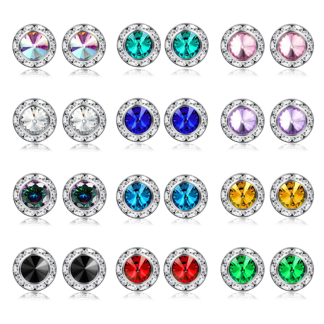 Elegant Round Crystal Stud Earrings Bowlift