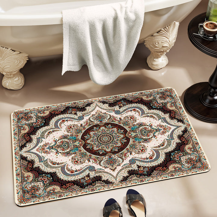 Elegant Floral Bathroom Area Mat Bowlift